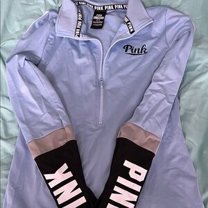 PINK Victoria's Secret Half-Zip Jacket with Black Logo Trim